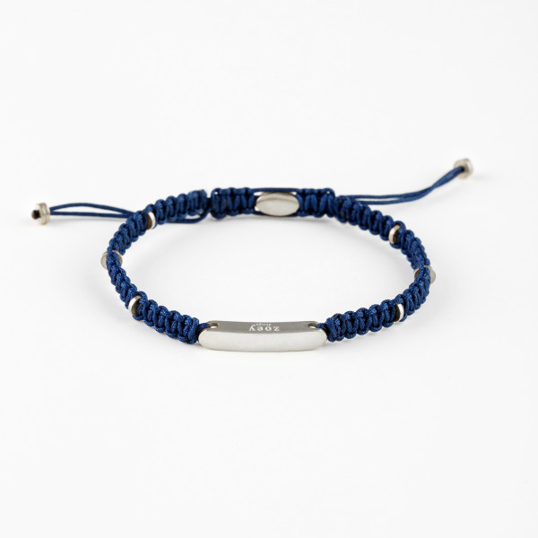 Macrame Silver Bracelet NAVY BLUE N253
