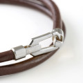 Leather Silver Bracelet BROWN N255