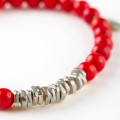 Natural Stones Silver Bracelet RED N258