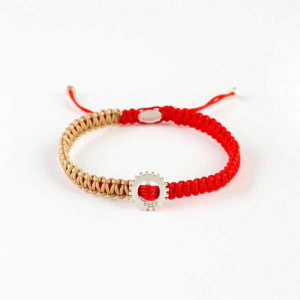 Macrame Sterling Bracelet RED BEIGE N267