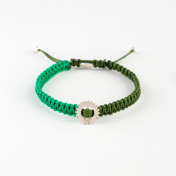Macrame Silver Bracelet GREEN KHAKI N269