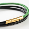 Leather Bracelet BLACK GREEN N294