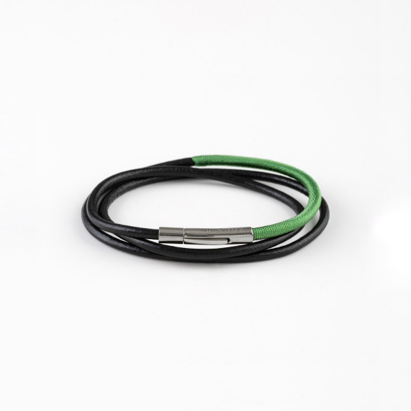 Leather Bracelet BLACK GREEN N294