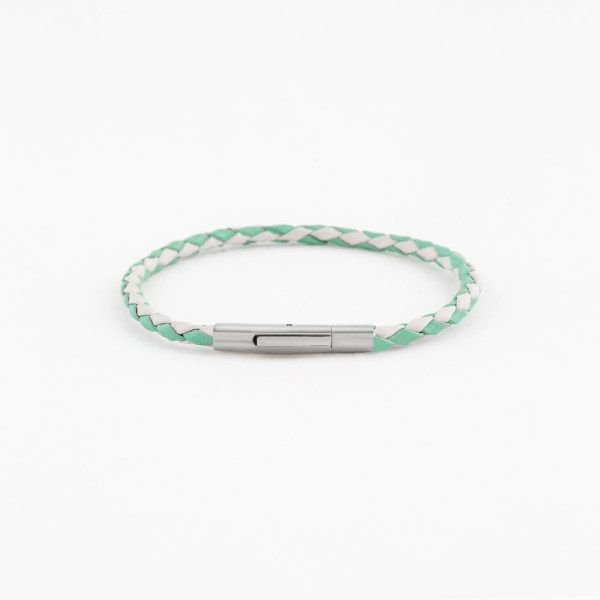 Leather Bracelet GREEN WHITE N128
