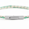 Leather Bracelet GREEN WHITE N128