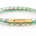 Leather Bracelet GREEN WHITE N129