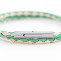 Leather Bracelet GREEN WHITE N129