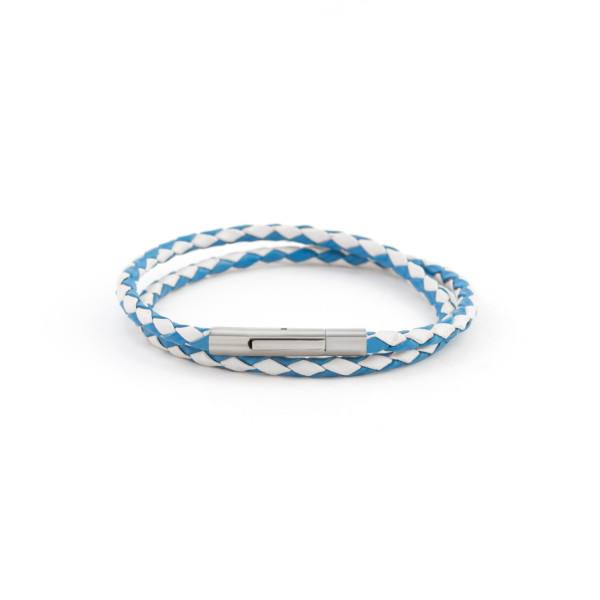 Leather Bracelet BLUE WHITE N131