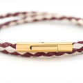 Leather Bracelet BORDEAUX WHITE N133