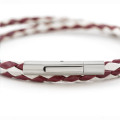 Leather Bracelet BORDEAUX WHITE N133