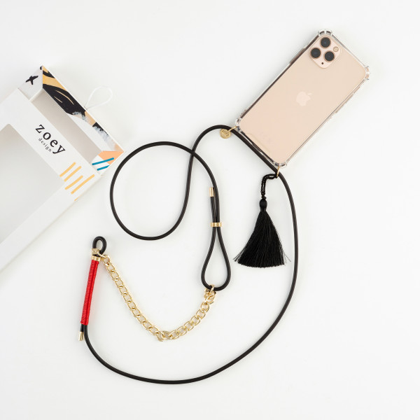 Leather Phone Necklace Case BLACK N047