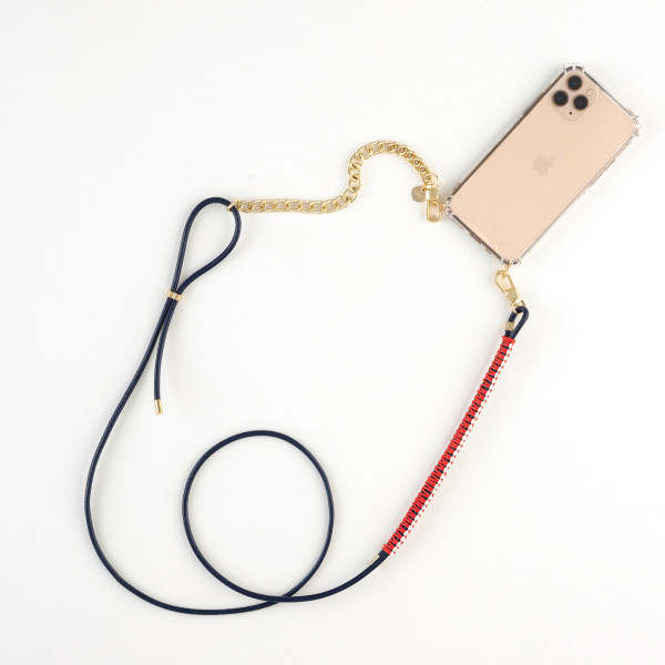 Leather Phone Necklace Case NAVY BLUE N051