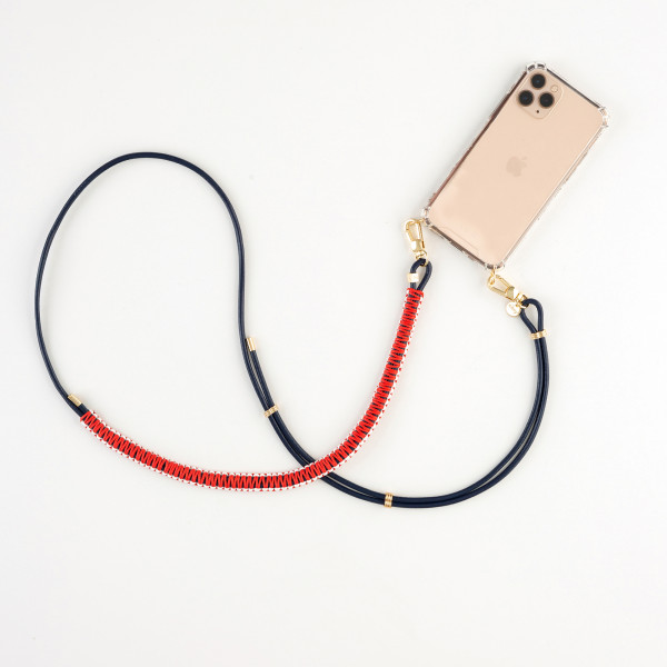 Leather Phone Necklace Case NAVY BLUE N055