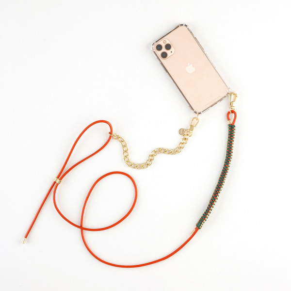 Leather Phone Necklace Case ORANGE N052