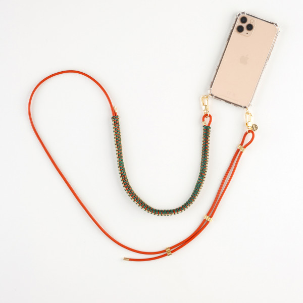 Leather Phone Necklace Case ORANGE N056