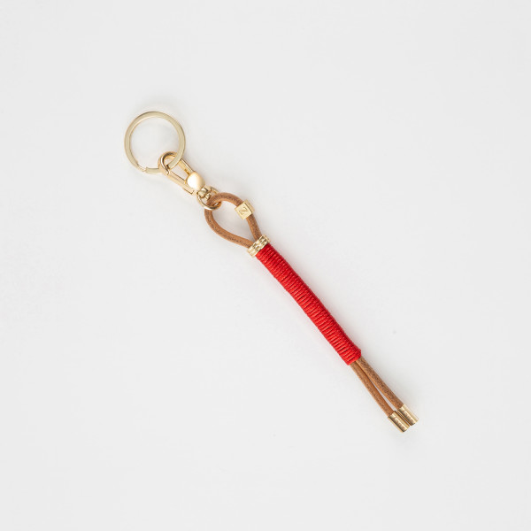 Leather Key Chain BEIGE RED N186