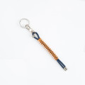 Leather Key Chain NAVY BLUE ORANGE N196