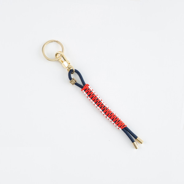 Leather Key Chain NAVY BLUE RED N194
