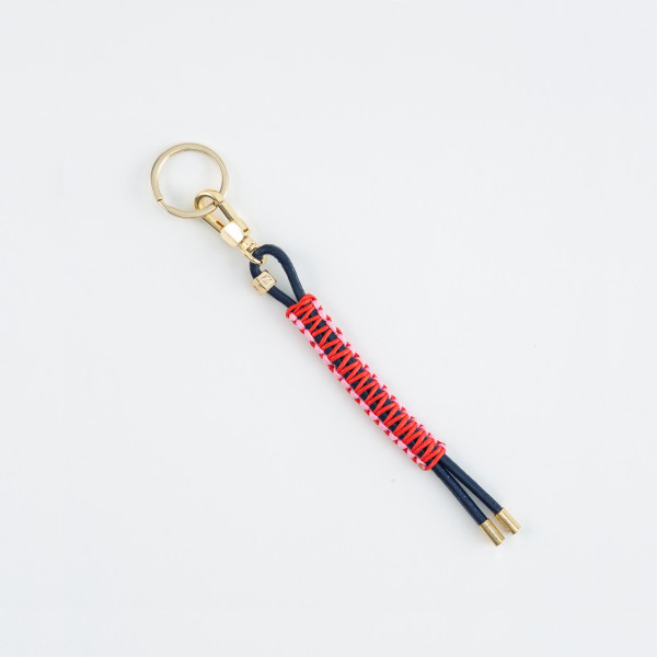 Leather Key Chain NAVY BLUE PINK N195